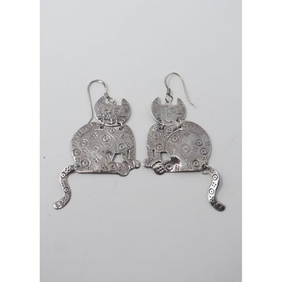 Articulating Cat Earring Sterling Silver - Picture 1 of 3